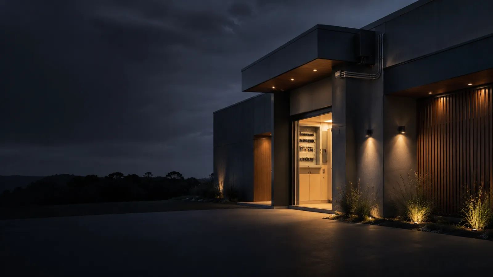Bloemfontein home lit up at night with outdoor lighting installed by Del Group electricians